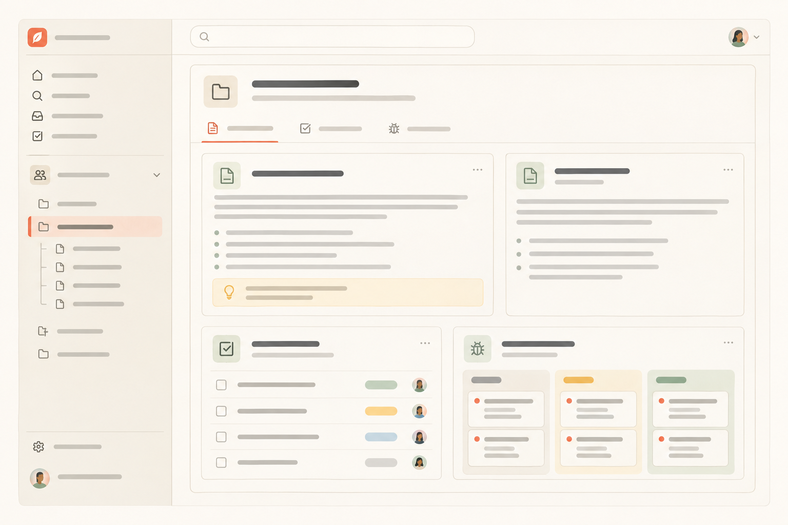 Illustrated Notework project home with a launch brief, decision notes, task list, and issue board organized together in one project.